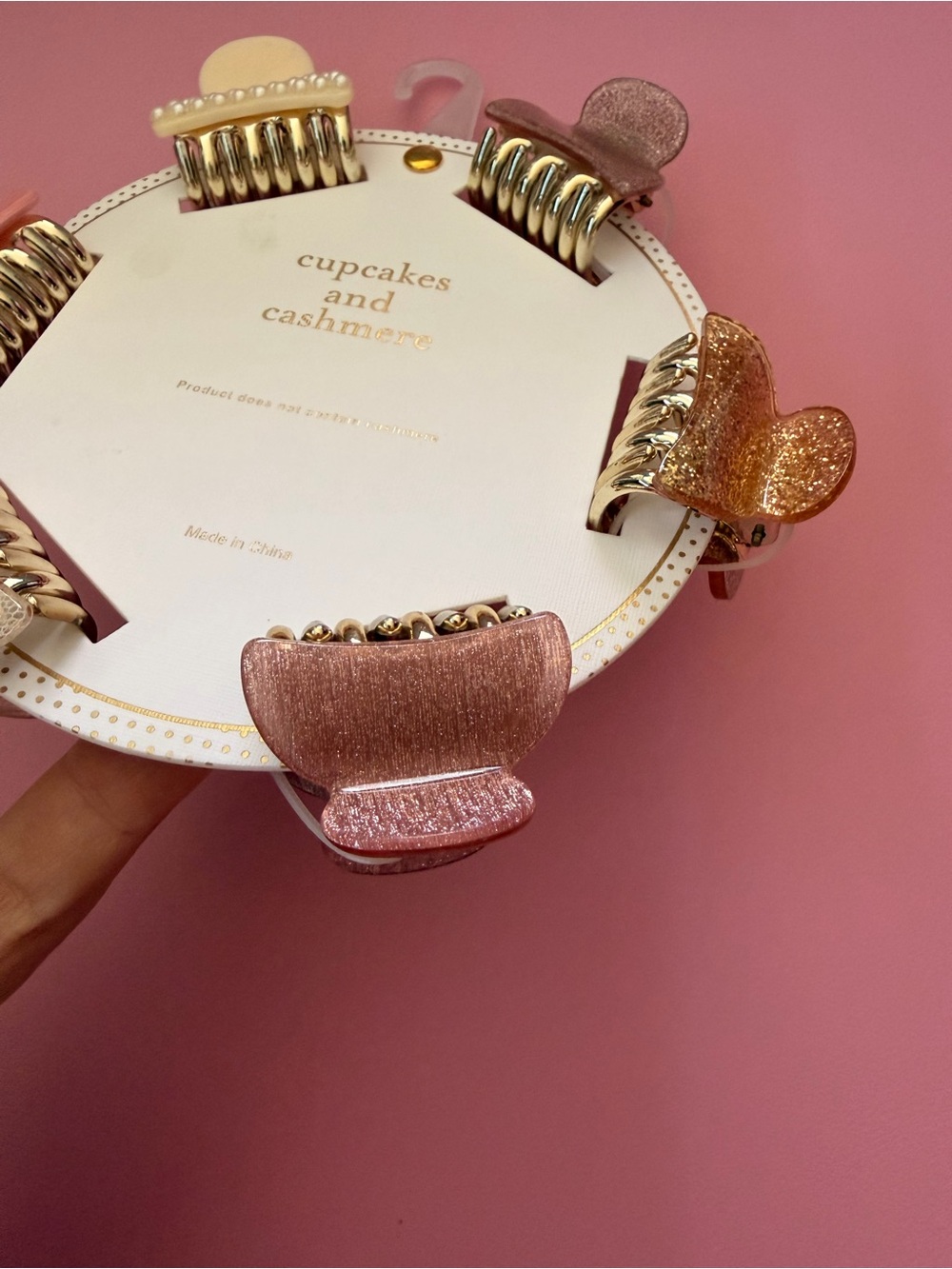 NWT cupcakes & cashmere Pink and Gold Petite Hair Claw Clip Set - Picture 6 of 8